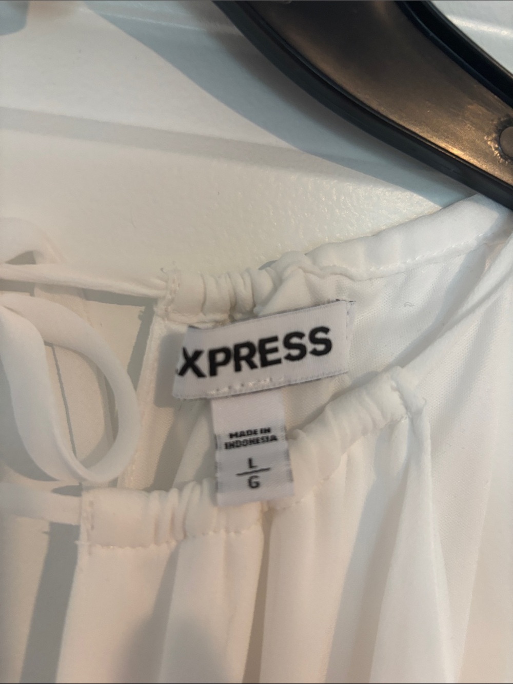 Express White Halter Maxi Dress with Black Waist Straps - Picture 7 of 10